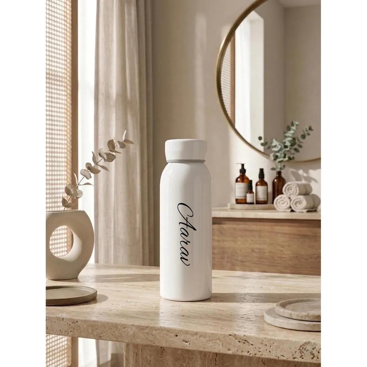 Personalized White Slim Thermos Bottle 300ml