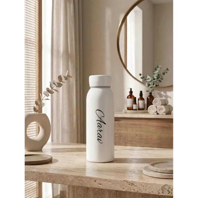 Personalized White Slim Thermos Bottle 300ml