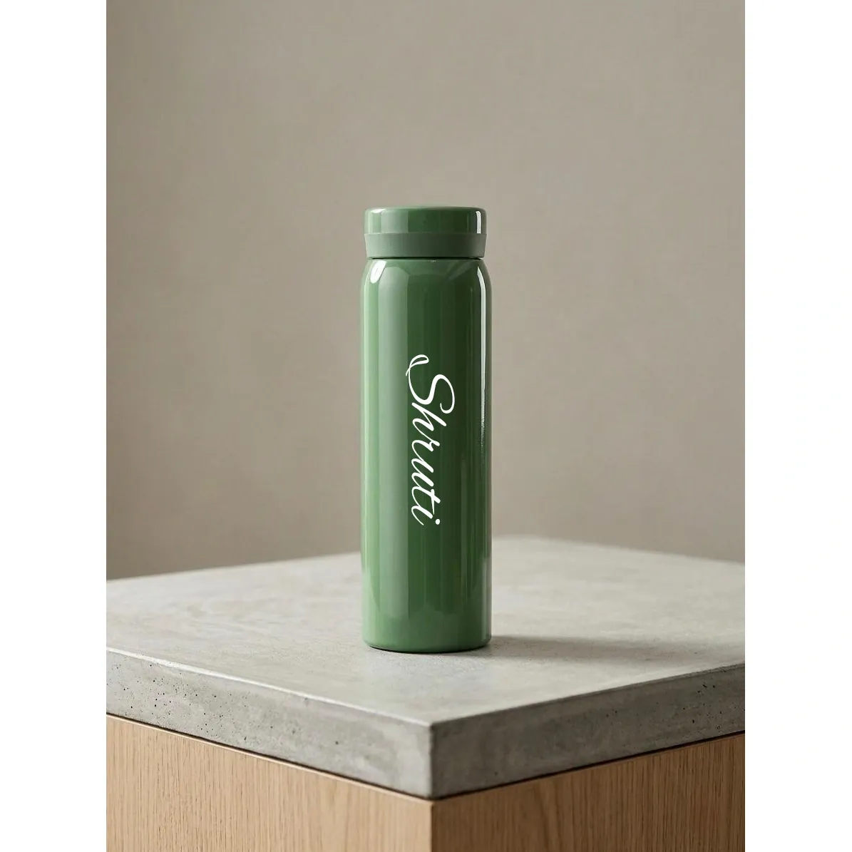 Personalized Dark Green Slim Thermos Bottle 300ml