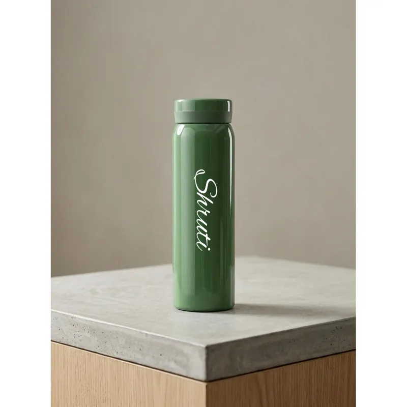Personalized Dark Green Slim Thermos Bottle 300ml