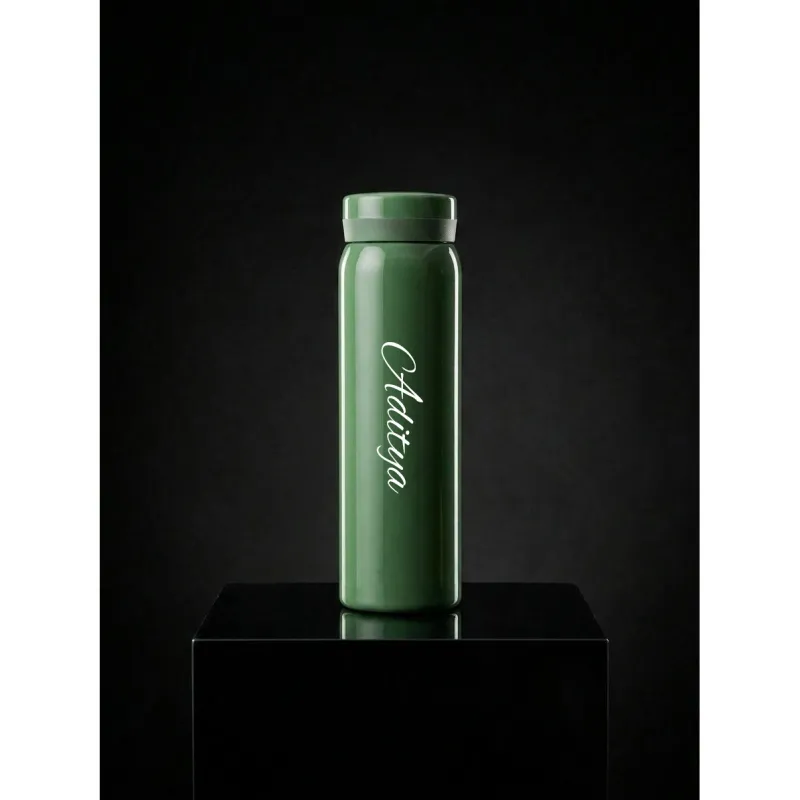 Personalized Dark Green Slim Thermos Bottle 300ml
