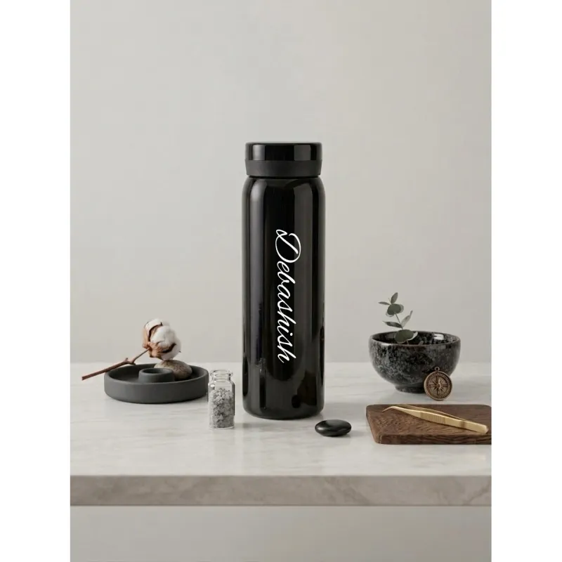 Personalized Black Slim Thermos Bottle 300ml