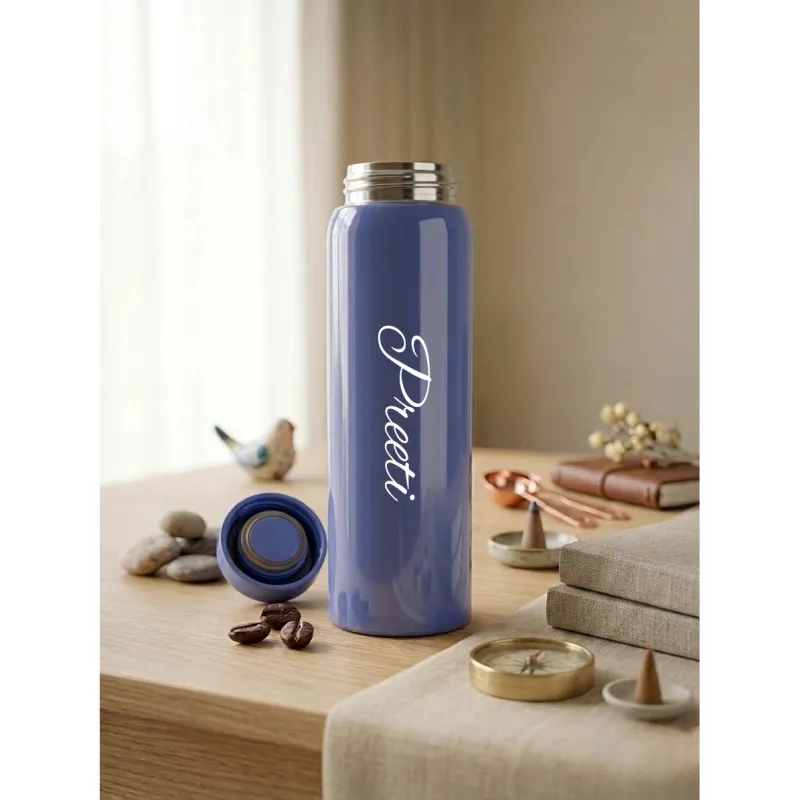 Personalized Grey Slim Thermos Bottle 300ml