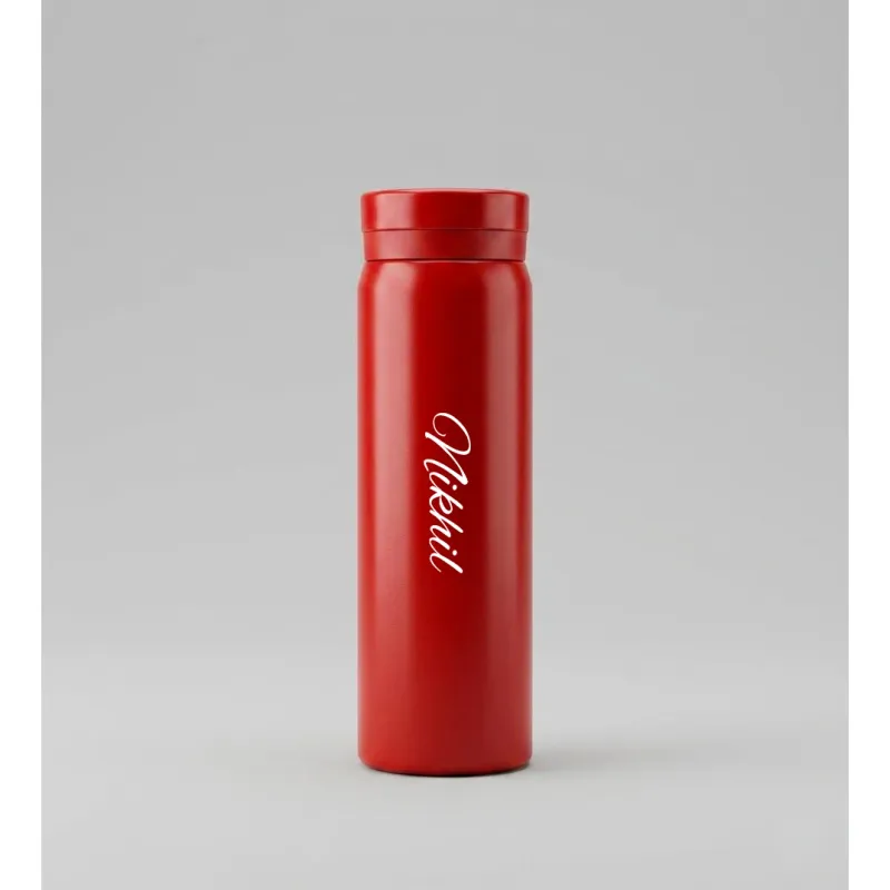 Personalized Cherry Red Slim Thermos Bottle 300ml
