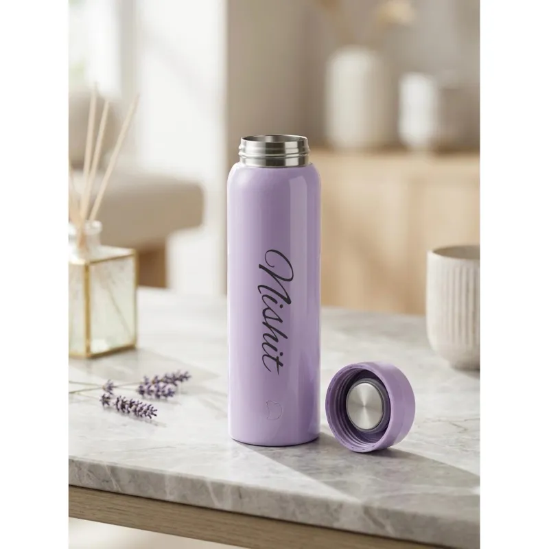 Personalized Lilac Purple Slim Thermos Bottle 300ml