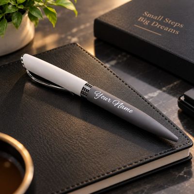 Dual-Tone Personalized Ballpoint Pen – Cream Grey Colour