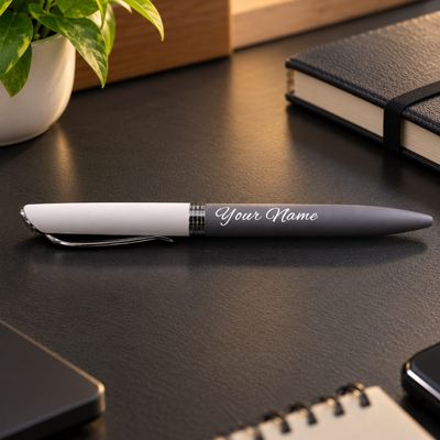 Dual-Tone Personalized Ballpoint Pen – Cream Grey Colour