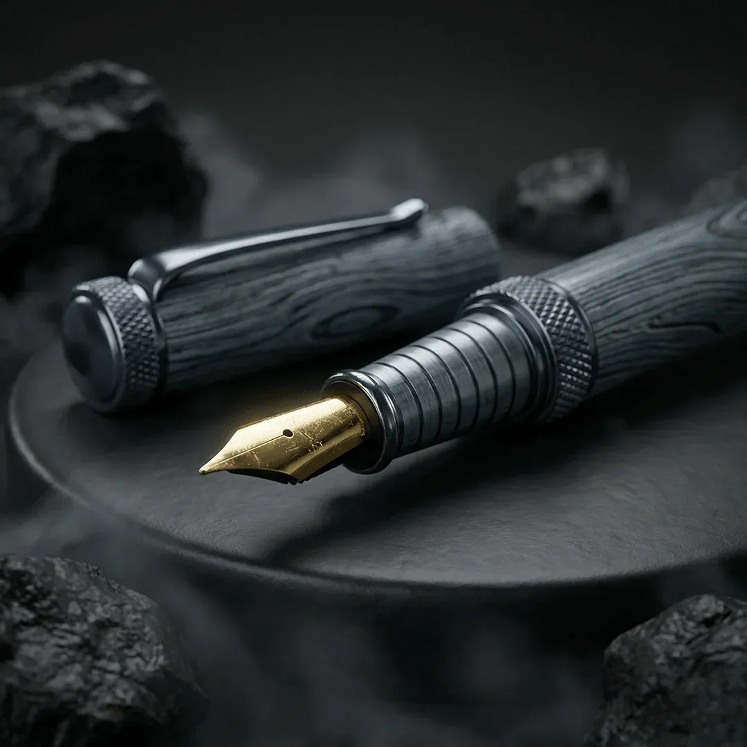 Personalized Limited Edition Wooden Textured Metallic Fountain Pen – Royal Imperial Blue