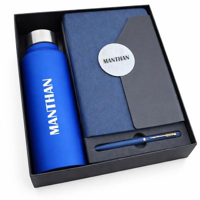 Personalized Director's Diary, Pen &amp; Bottle Combo - Imperial Navy Colour