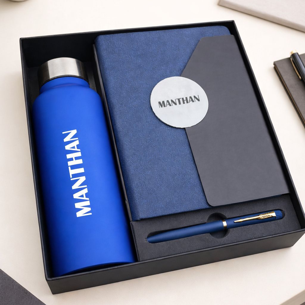 Personalized Director's Diary, Pen &amp; Bottle Combo - Imperial Navy Colour