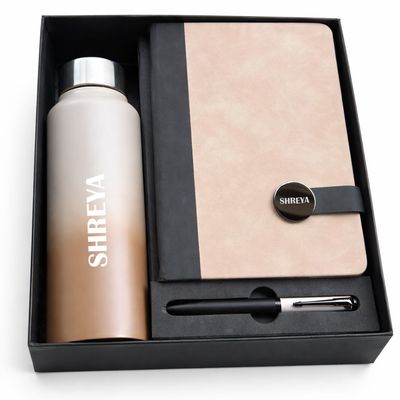 Personalized Executive Slate Journal, Pen &amp; Bottle Combo - Signature Sand Colour