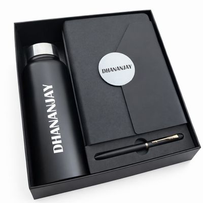Personalized Director's Diary, Pen &amp; Bottle Combo - Phantom Black