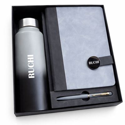 Personalized Executive  Slate Diary, Pen &amp; Bottle Combo - Urban Mist Colour