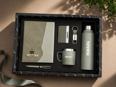 Personalized Corporate Gift Hamper – 6 Pc Executive Gift Set - Urban Earth Diary - Pistachio Calm Green Colour
