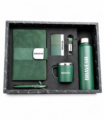 Personalized Corporate Gift Hamper – 6 Pc Executive Gift Set - Velmont Executive Diary - Emerald Forest Green Colour