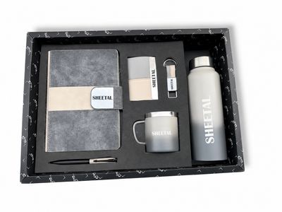 Personalized Corporate Gift Hamper – 6 Pc Executive Gift Set -Velmont Executive Diary - Graphite Slate Grey Colour