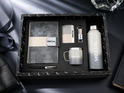 Personalized Corporate Gift Hamper – 6 Pc Executive Gift Set -Velmont Executive Diary - Graphite Slate Grey Colour