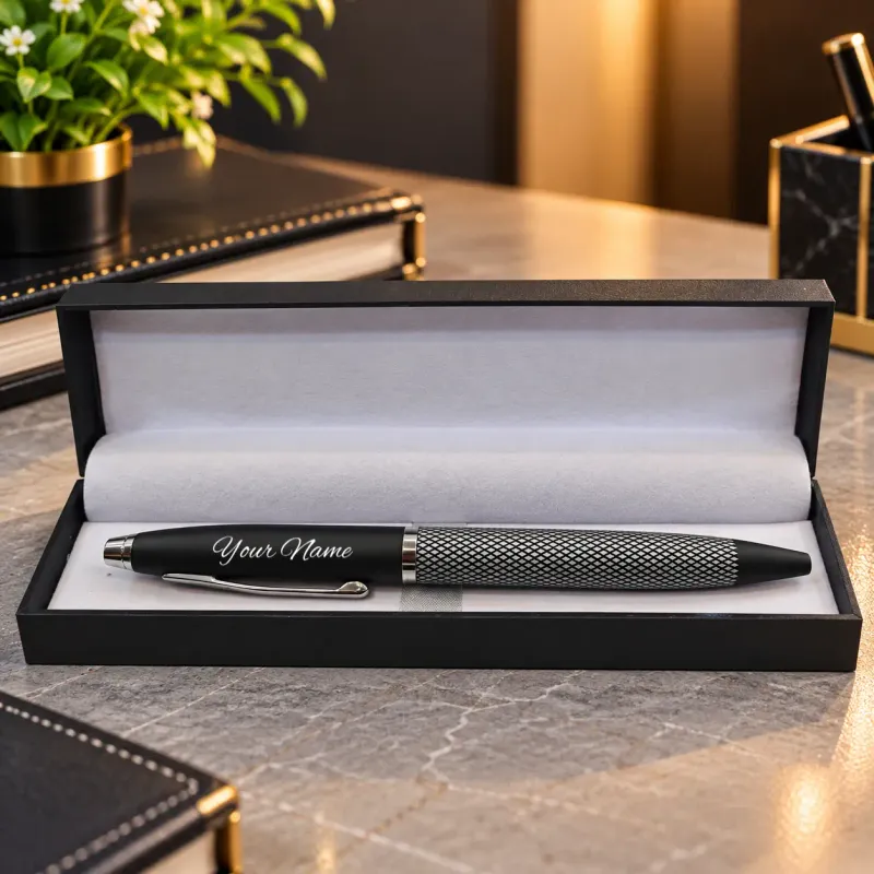Black Checkered Twist Personalized Pen