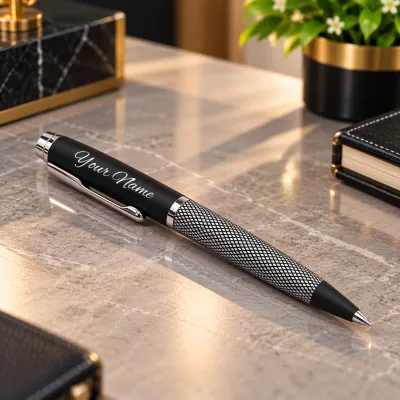 Black Checkered Twist Personalized Pen