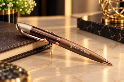 BrownSilver Weave Personalized Executive Pen