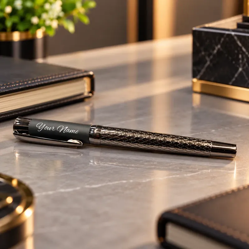 Gunmetal Diamond-Cut Personalized Executive Pen