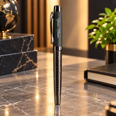 Gunmetal Diamond-Cut Personalized Executive Pen