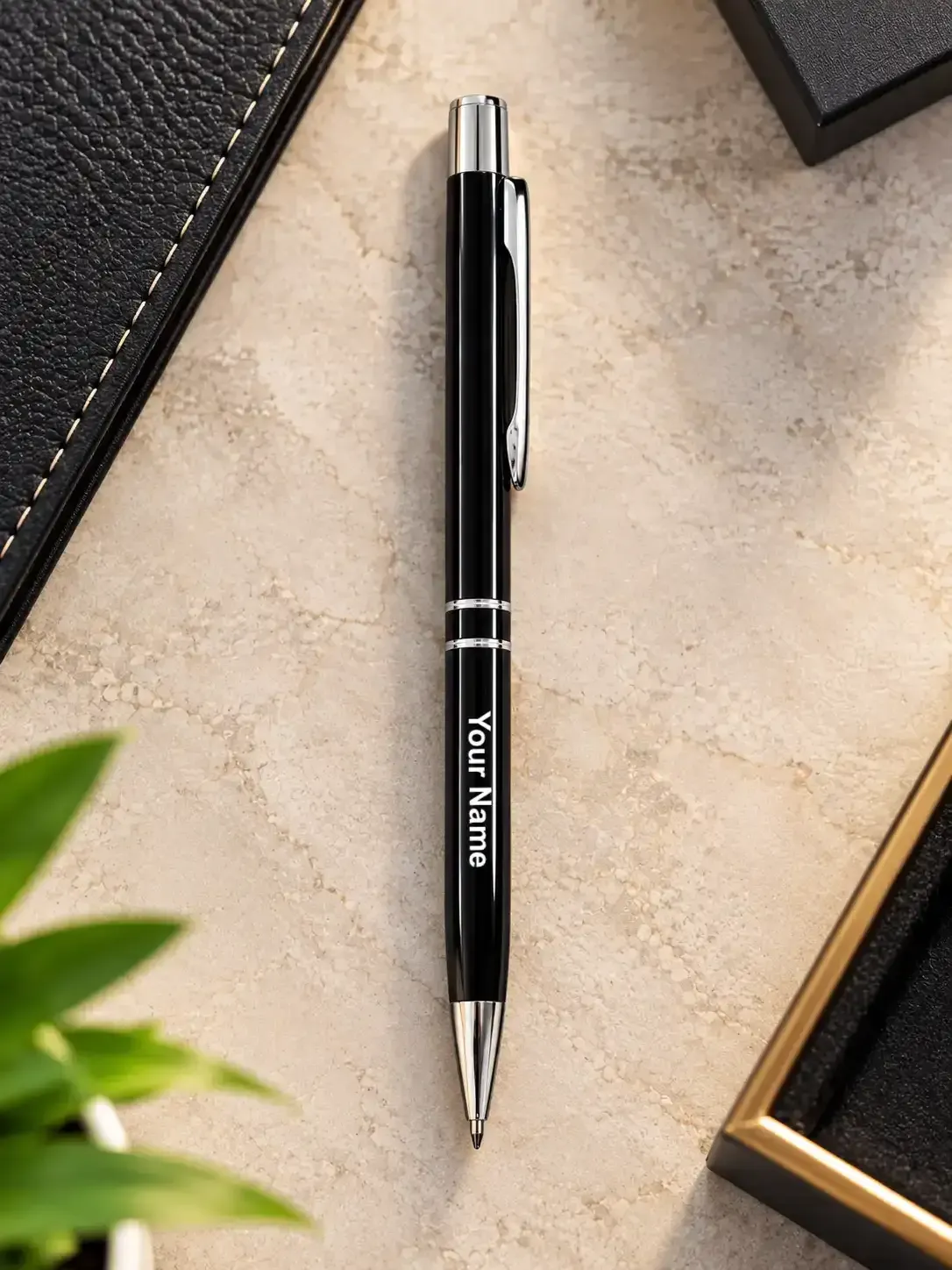 Black Glossy Click Personalized Pen