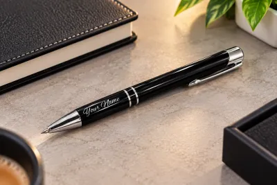 Black Glossy Click Personalized Pen
