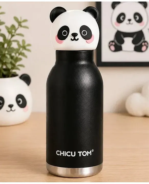 Chicu Tom Bottle – Poko Panda 3D Animal Water Bottle | Personalized Kids Bottle 480ml