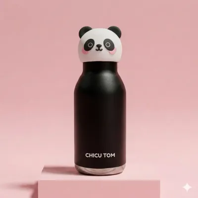 Chicu Tom Bottle – Poko Panda 3D Animal Water Bottle | Personalized Kids Bottle 480ml