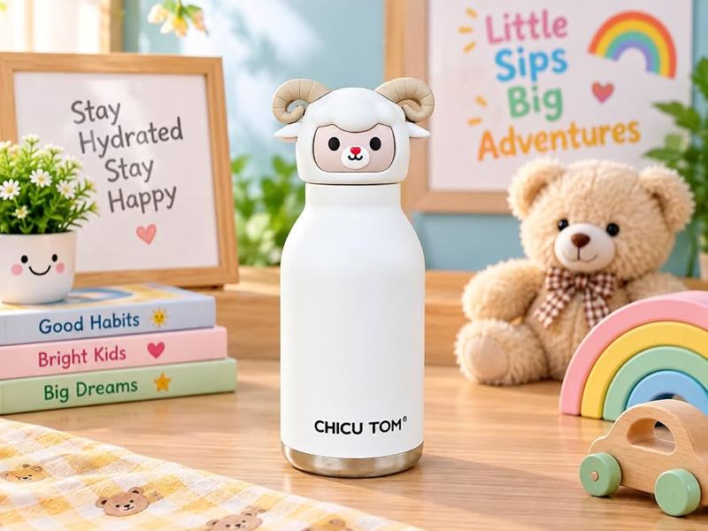 Chicu Tom Bottle – Momo Sheep 3D Animal Water Bottle | Personalized Kids Bottle 480ml
