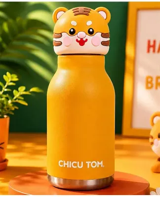 Chicu Tom Bottle – Roro Tiger 3D Animal Water Bottle | Personalized Kids Bottle 480ml