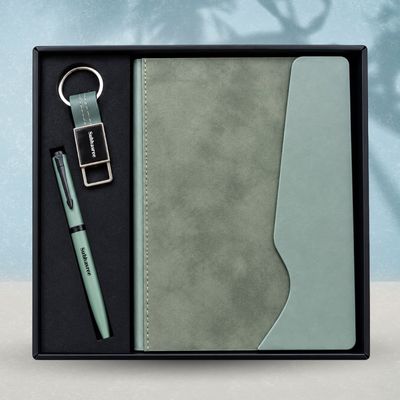 Personalized Urban Edge Diary, Pen, Keychain Combo (Pistachio Calm Colour)