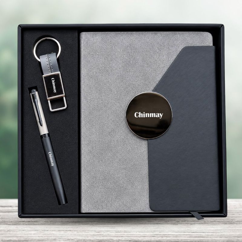 Personalized Director Diary, Pen, Keychain Combo (Slate Shadow Colour)