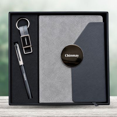 Personalized Director Diary, Pen, Keychain Combo (Slate Shadow Colour)