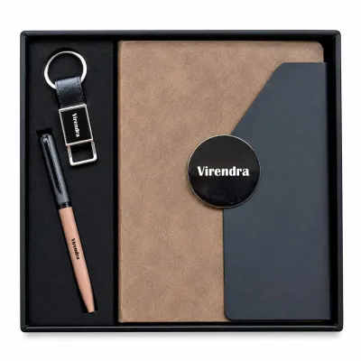 Personalized  Director's Diary, Pen, Keychain Combo (Espresso Noir Colour)