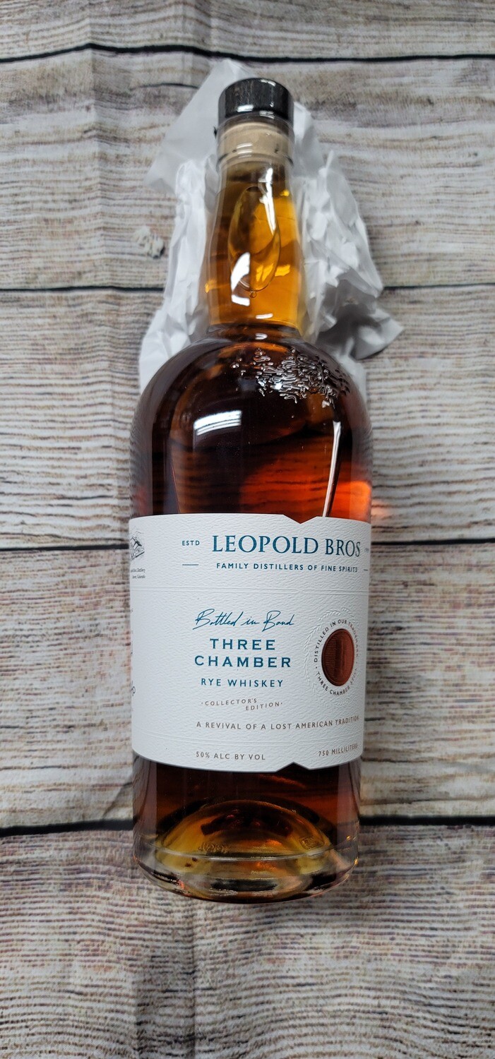 Leopold Three Chamber Rye Whiskey 750ml
Collector's Edition