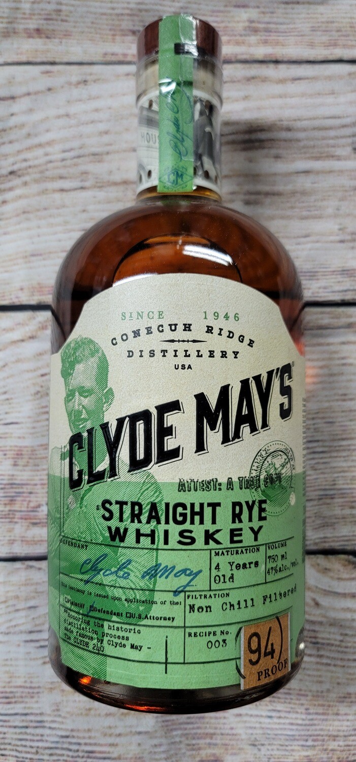 Clyde May Straight Rye Whiskey 750ml