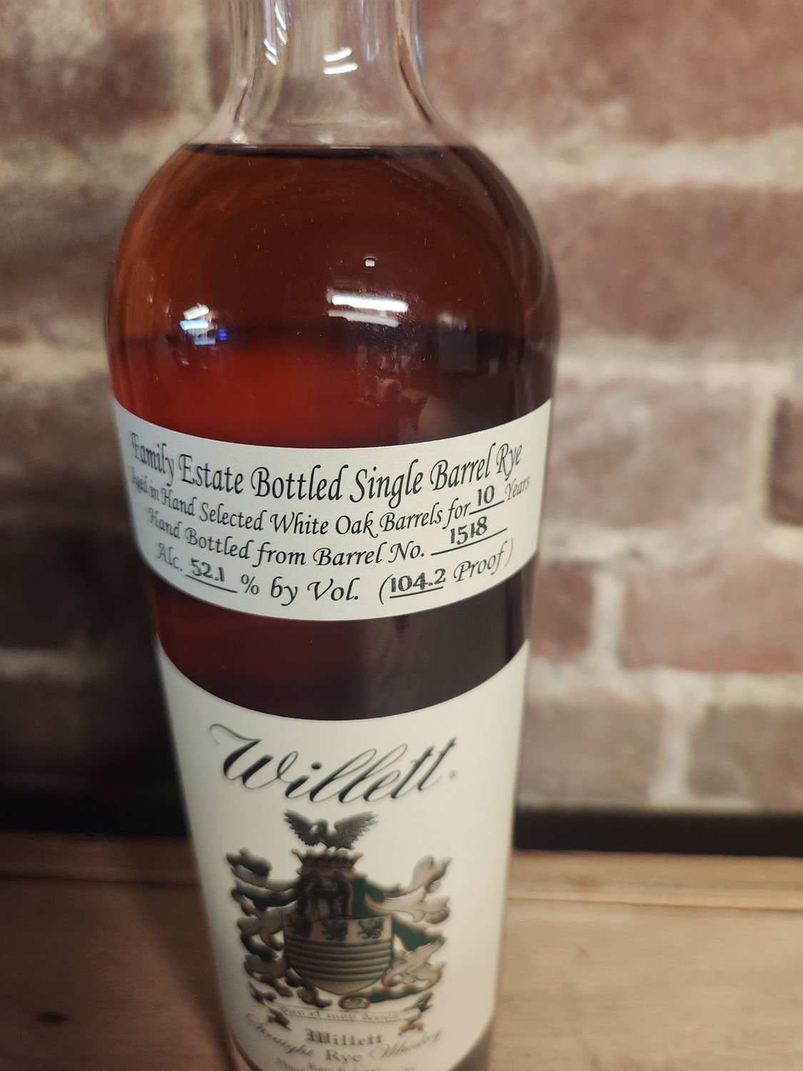 Willet 10Year Rye 750ml Barrel #1518