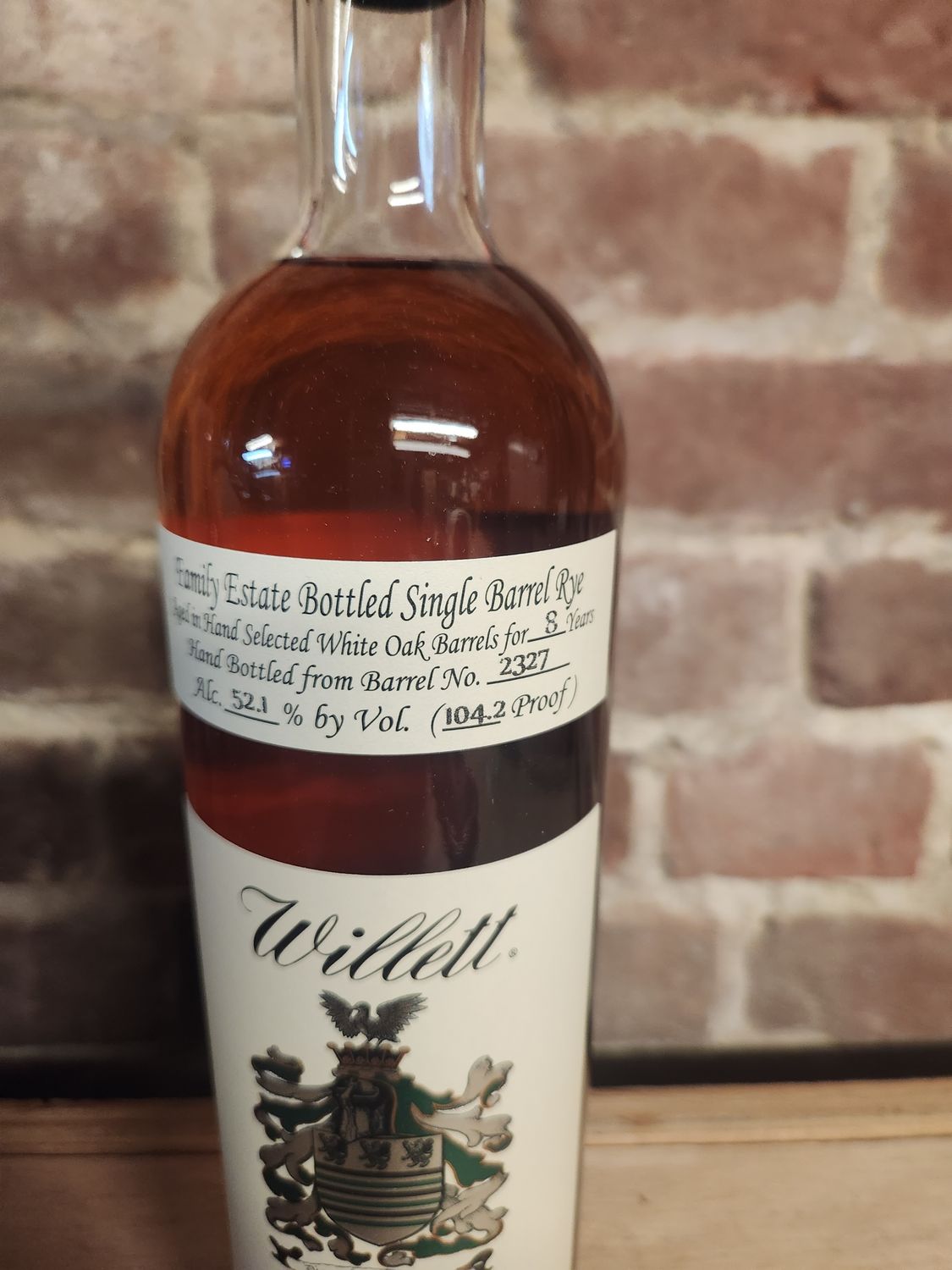 Willet 8year Rye 750ml Barrel #2327