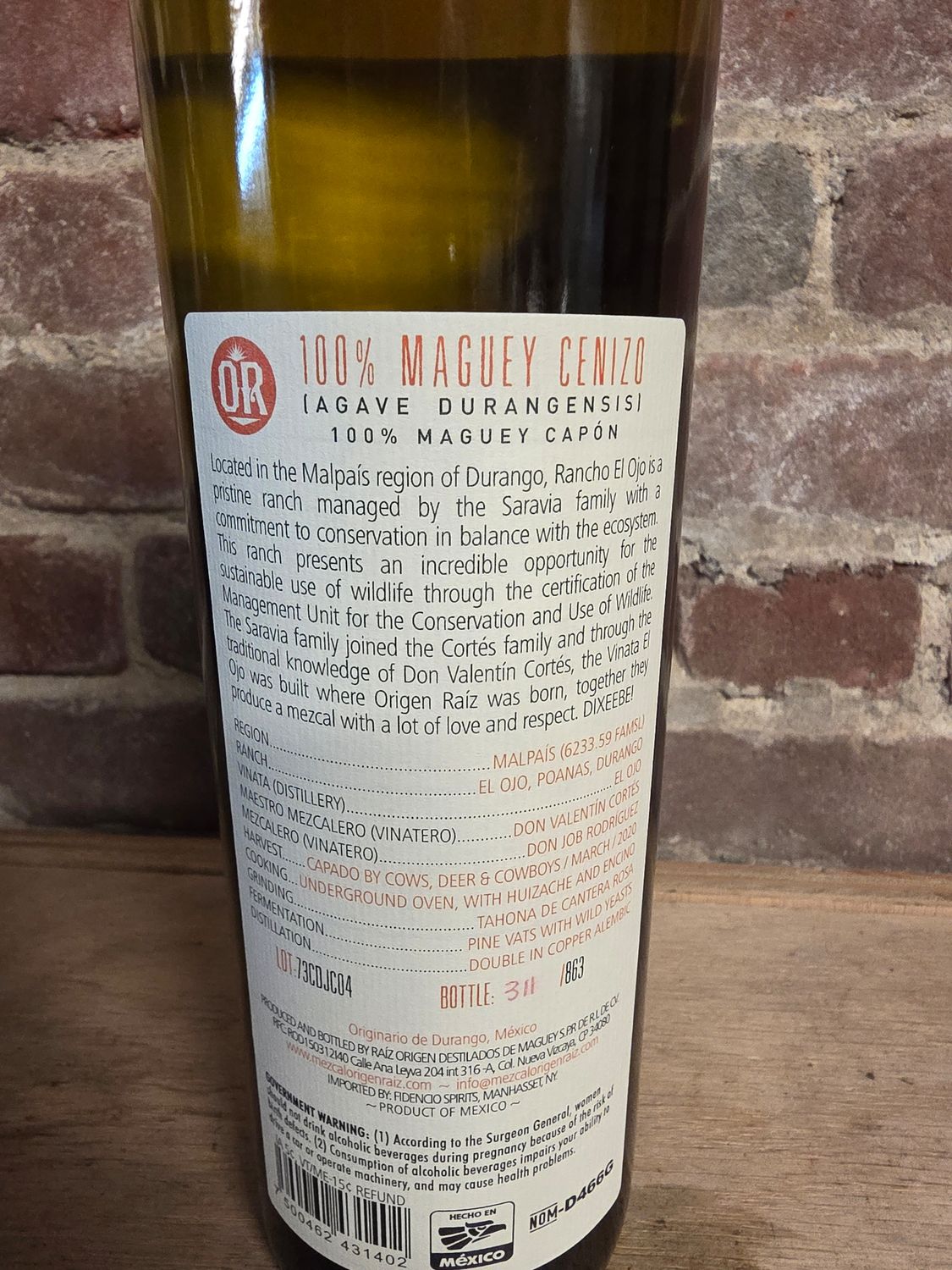 Origen Raiz Cenizo 750ml