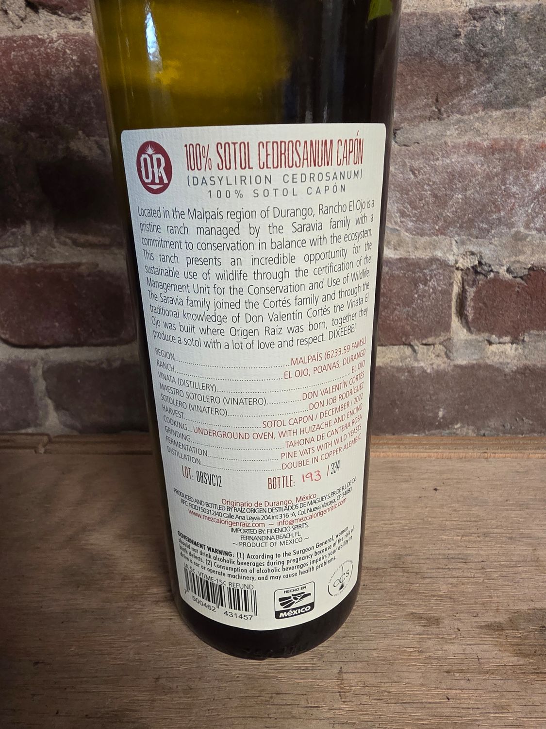 Origen Raiz Sotol 750ml