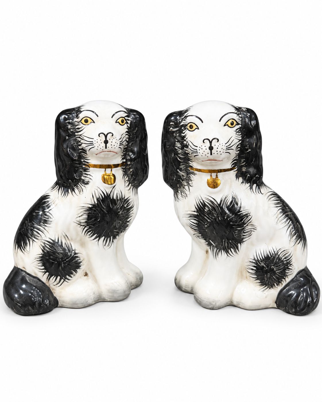 Black and White Staffordshire Spaniel Figurines