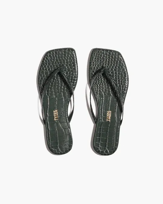 TKEES  Lily Croc Square Toe - Emerald