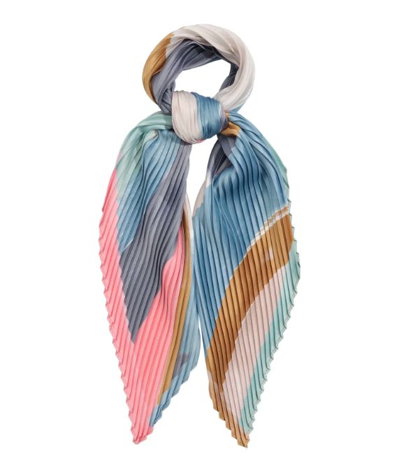 Echo Scarf Women's Painterly Composition Pleated Diamond Scarf