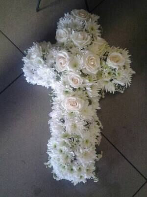 Cross White with Roses