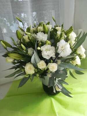 White and Green Flowers in a Vase