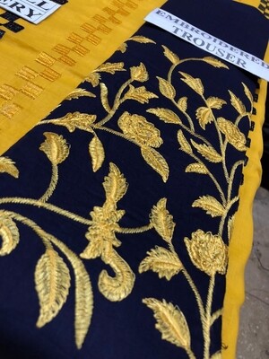 Kajal Style 2 Pc Unstitched Embroidered Dress Code S-4