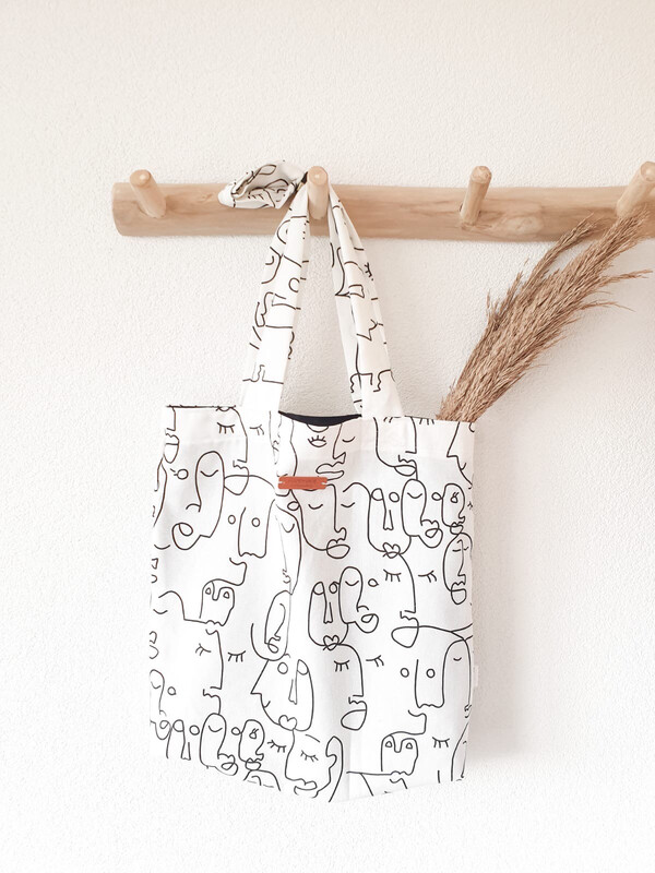 Shopper Luxe XL gevoerd Faces
