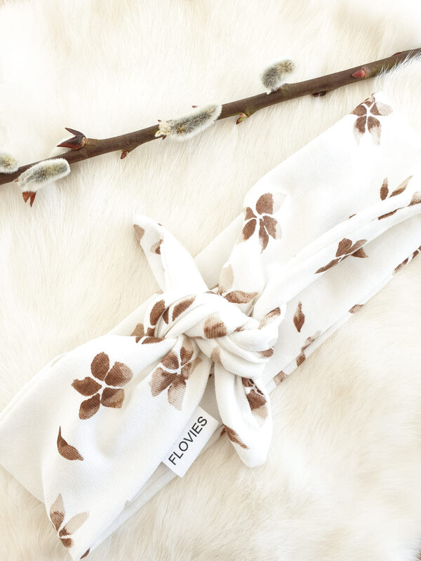 Haarband Flower Wit / Bruin